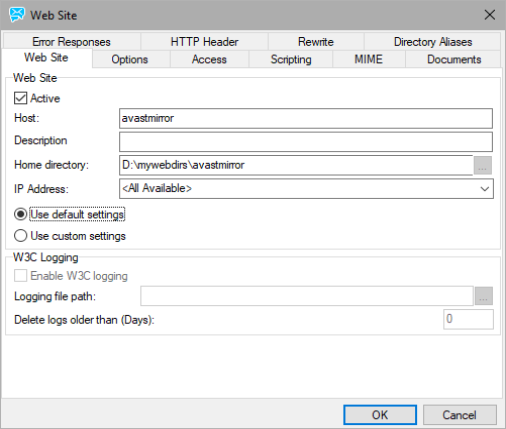 Avast Mirror Site Setup