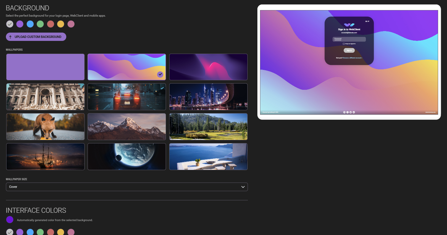 White labeling – branding settings