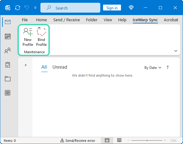 Outlook Sync Controls