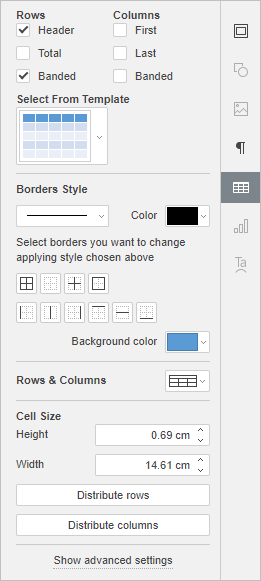 Insert and format tables
