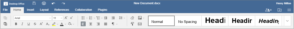 Home Tab Example Layout Home tab