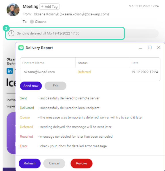 How to schedule sending of an email