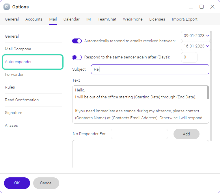 How to setup autoresponder